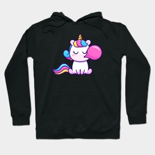 Cute Unicorn Blowing Gum Cartoon Hoodie